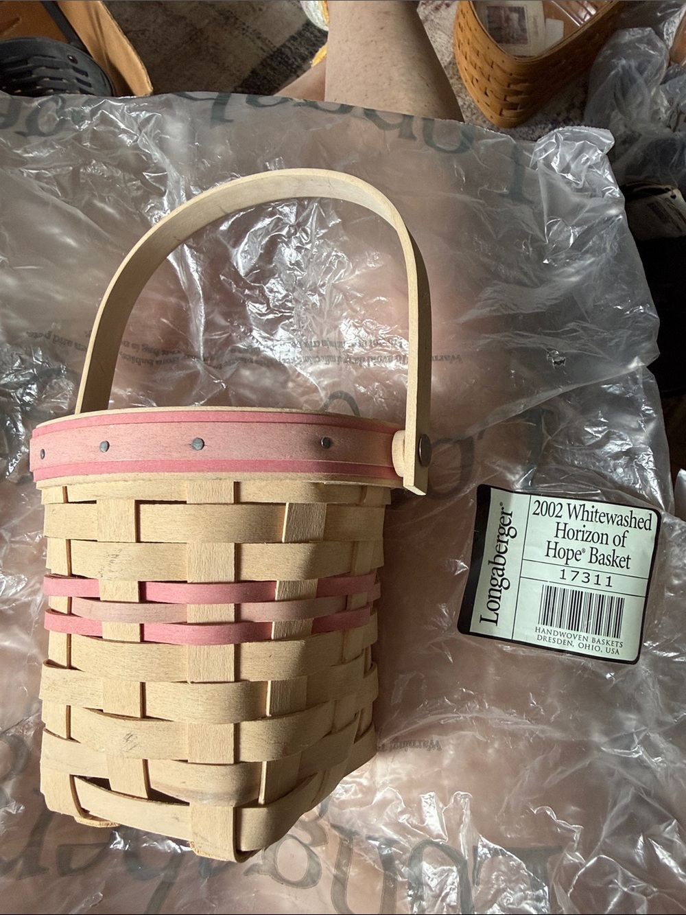 Longaberger 2002 Horizon of Hope Basket & Protector